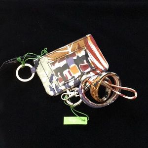 Vera Bradley Lanyard Zip ID Case Painted Feathers